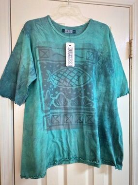 Blue Fish Teal & Turquoise Fish Motif Tee